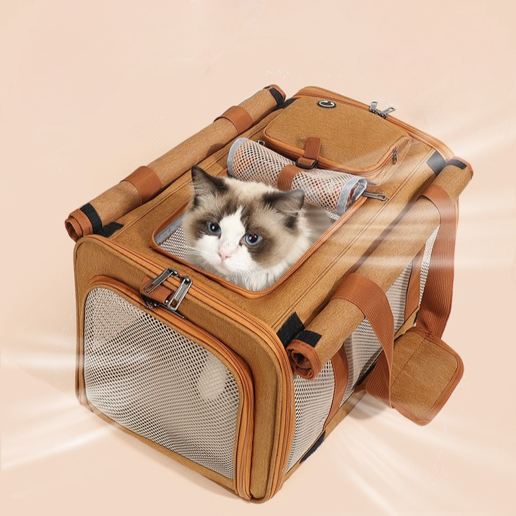 Multifunctional Pet Travel Bag: Large Capacity, Breathable, Portable, Handheld or Crossbody Pet Bag - Black