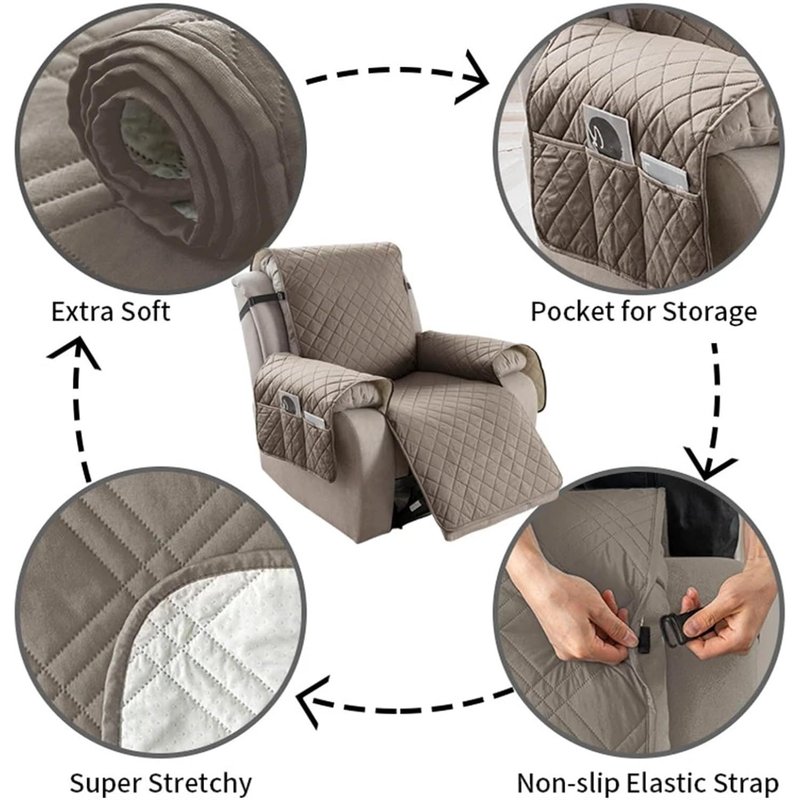 Waterproof and Non-Slip Single Sofa Cushion, Pet-Resistant and Washable Sofa Cover - Brown