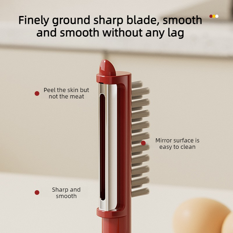 3-in-1 Tumbler Vegetable Peeler, Multi-Function Peeler, Bud Remover, and Cleaner for Fruits and Vegetables - Red