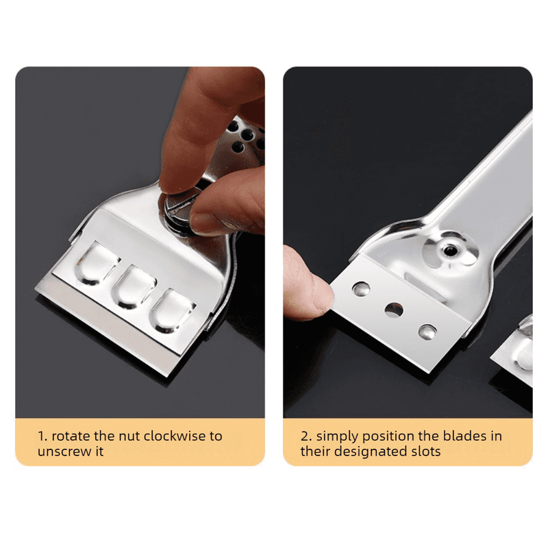 Stainless Steel Cleaning Scraper Multi-Functional Glue and Stain Remover with 5 Replacement Blades