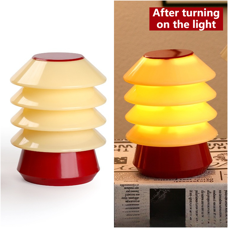 4-Layer Stacked Christmas Tree Night Light, Battery Powered Warm LED Lamp Bedroom Decor Christmas Gift Table Ornament