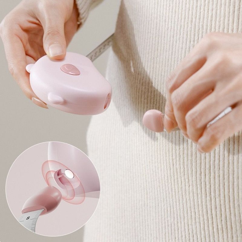 Bear Magnetic Retractable Tape Measure, Portable Body Measuring Ruler for Bust, Waist, and Hips—Pink