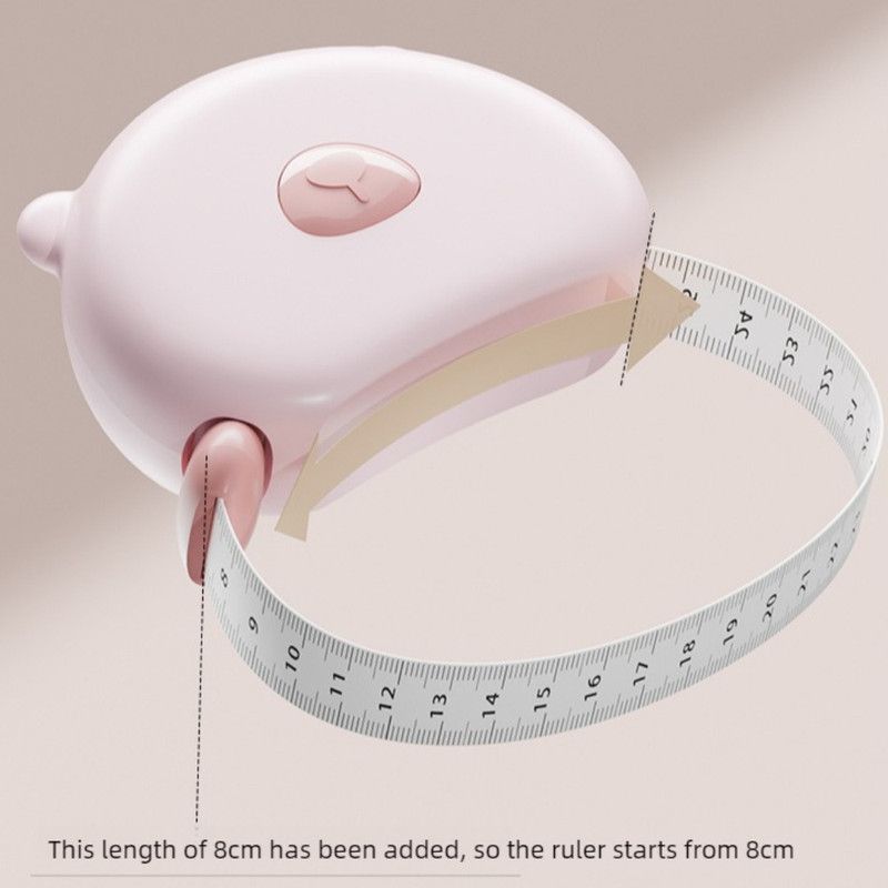 Bear Magnetic Retractable Tape Measure, Portable Body Measuring Ruler for Bust, Waist, and Hips—Pink