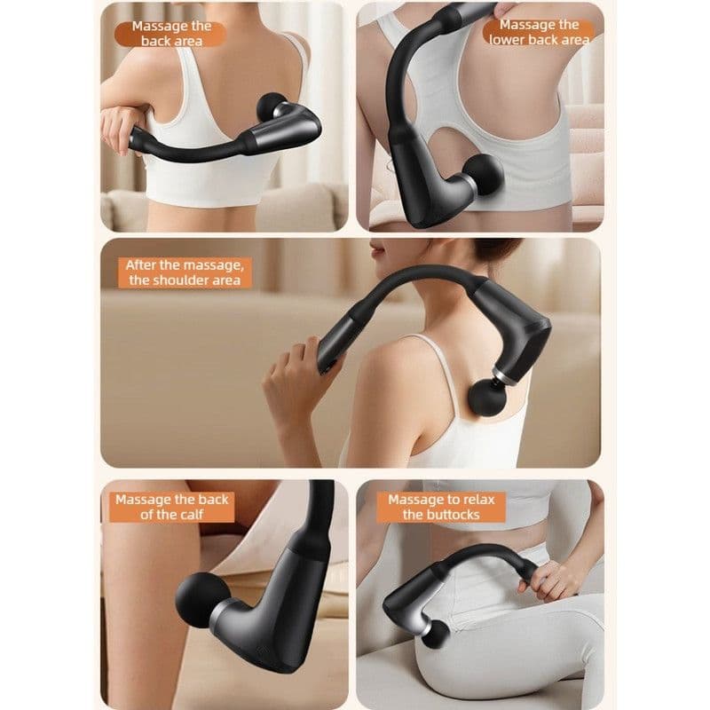 Electric Massage Gun U-Shaped Extended Handle 9-Speed Variable Deep Tissue Massager Blue