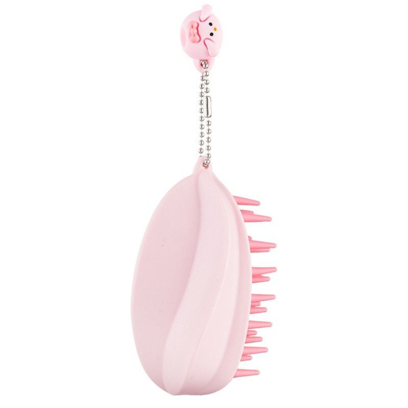 Silicone Shampoo Brush for Wet and Dry Use, Scalp Massager, Hair Washing Comb—Pink