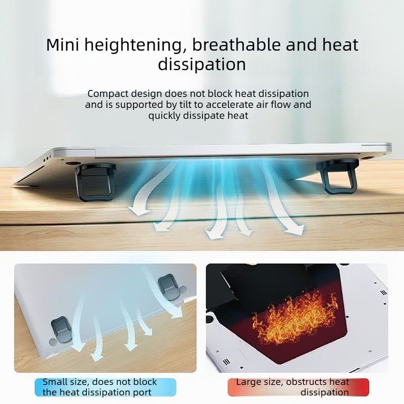 2‑Pack One‑Level Foldable Laptop Stand Invisible Portable Notebook Cooling Feet with Nano Adhesive for Desk Use-Black