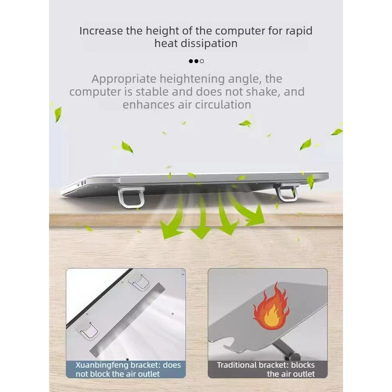 2‑Pack Two‑Level Adjustable Foldable Laptop Stand Invisible Portable Notebook Cooling Feet Nano Sticker for Office Travel-Black