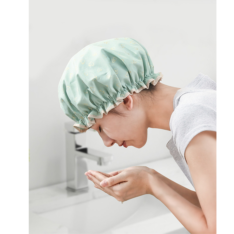Women's Double-Layer Waterproof Shower Cap-pink
