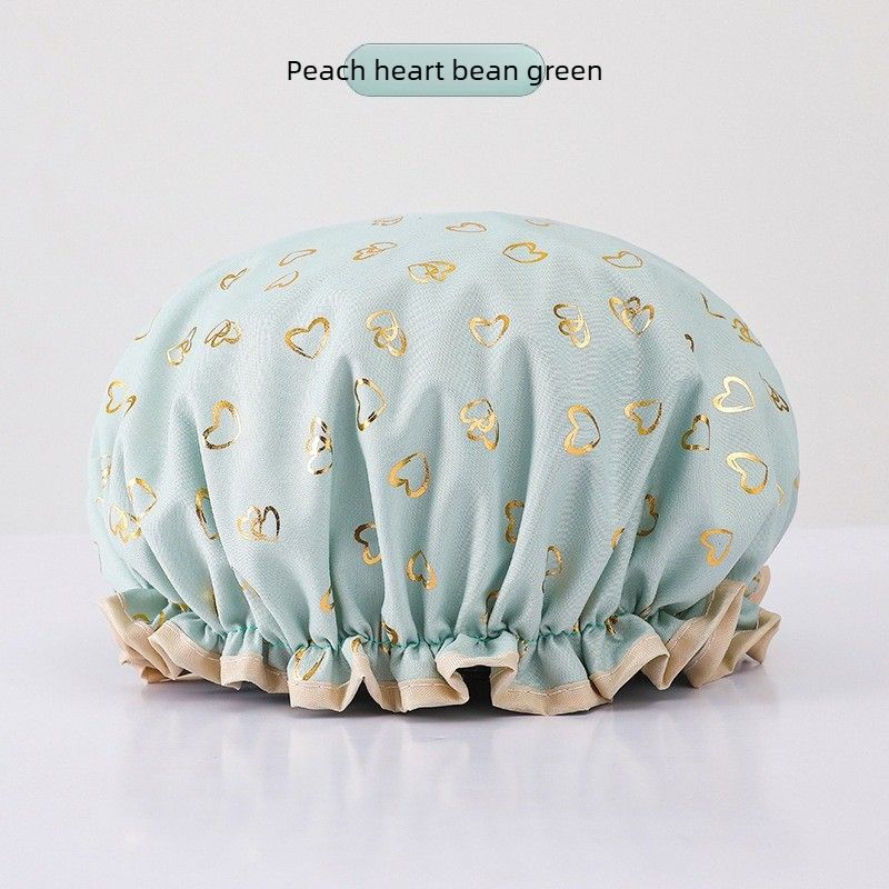 Women's Double-Layer Waterproof Shower Cap-green