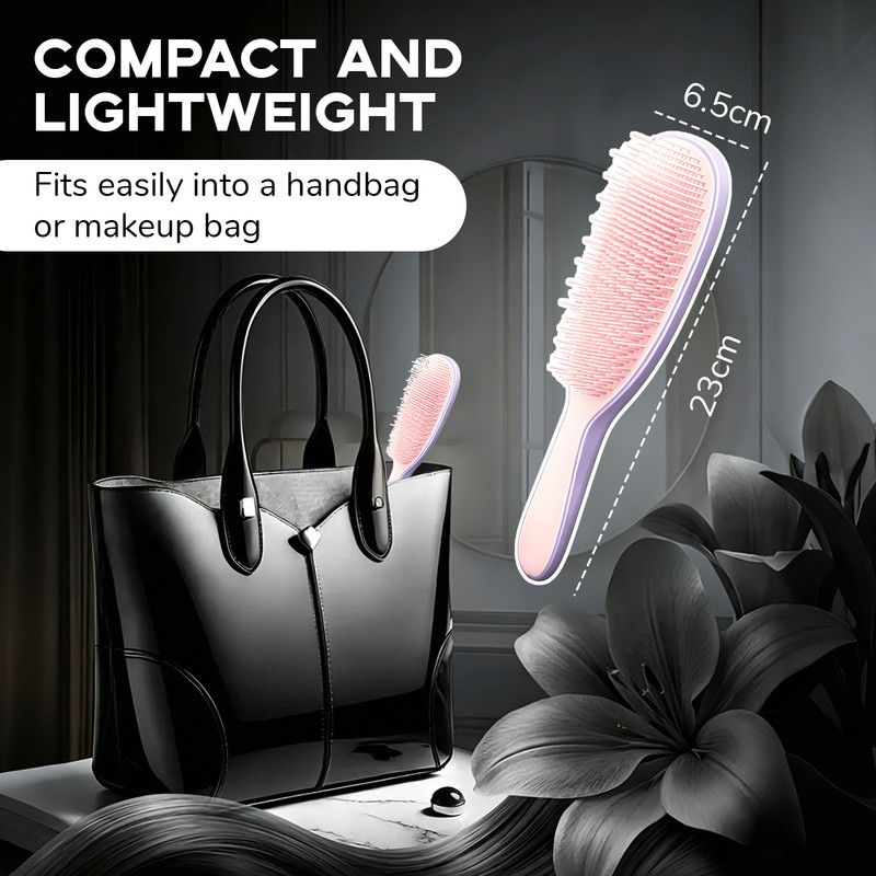 Detachable Silicone Cushion Massage Brush, Suitable for Dry and Wet Use, Unisex, Works on All Hair Types, Volumizing and Smoothing Brush, 7 Colors Available - Purple+Pink