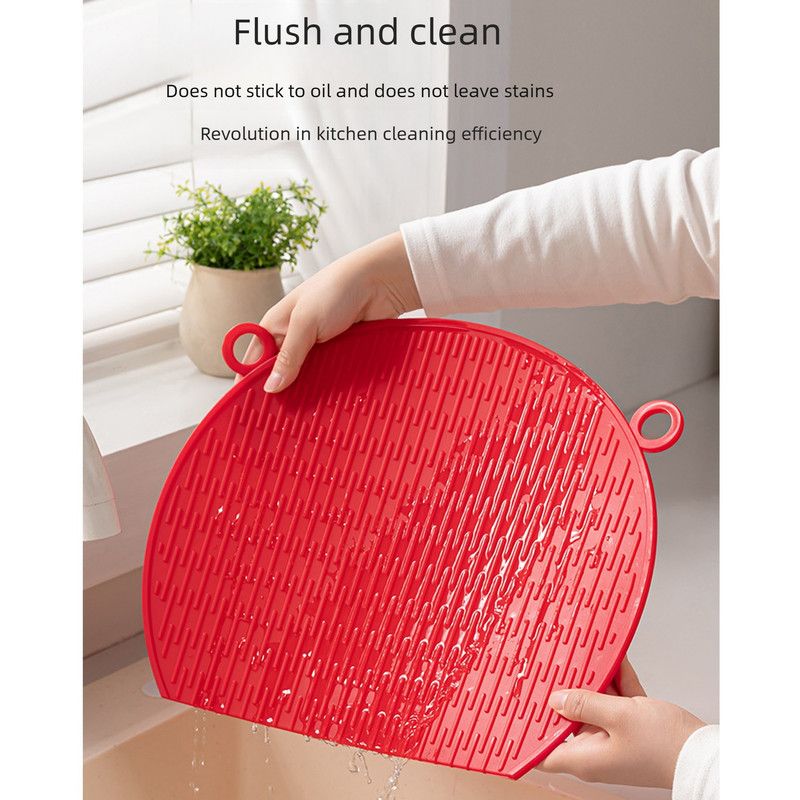 D Shape Double Sided Antibacterial Cutting Board Non Slip Kitchen Chopping Board with Draining Back-red