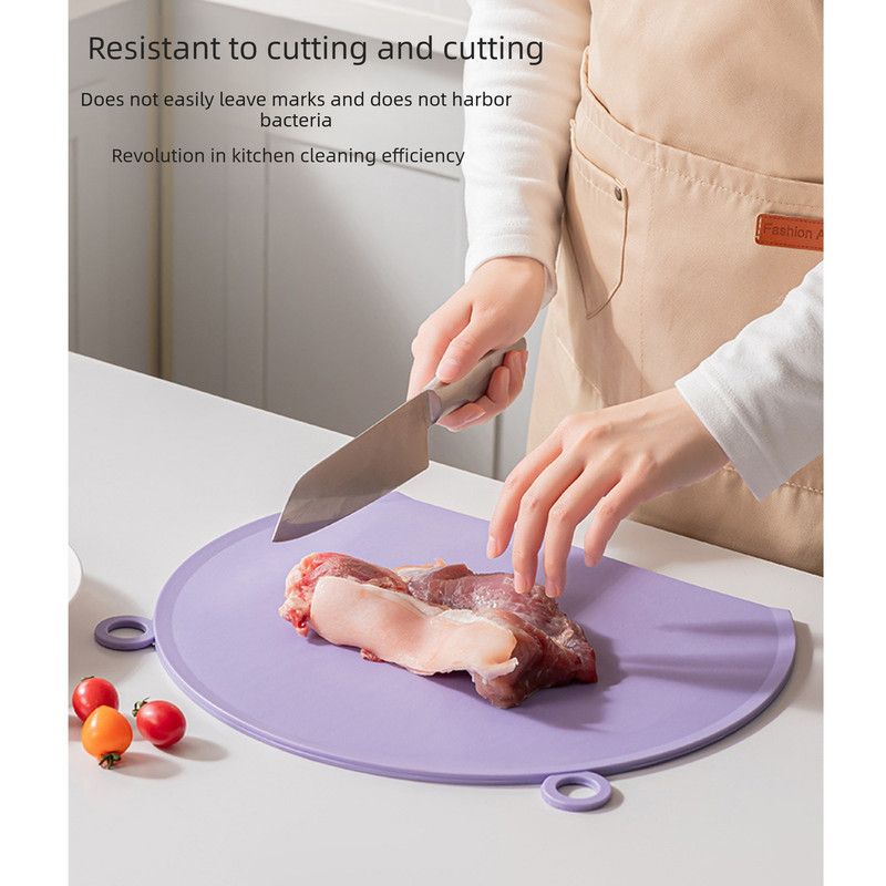 D Shape Double Sided Antibacterial Cutting Board Non Slip Kitchen Chopping Board with Draining Back-black