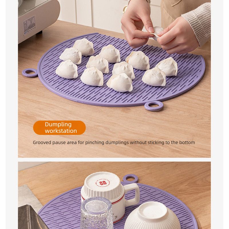D Shape Double Sided Antibacterial Cutting Board Non Slip Kitchen Chopping Board with Draining Back-purple