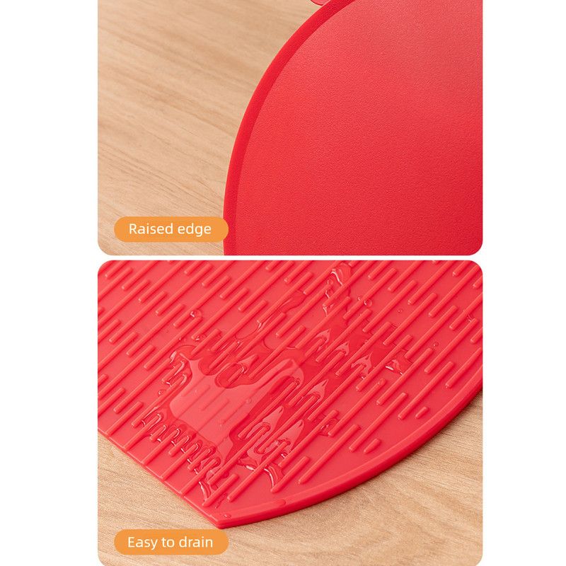 D Shape Double Sided Antibacterial Cutting Board Non Slip Kitchen Chopping Board with Draining Back-pink