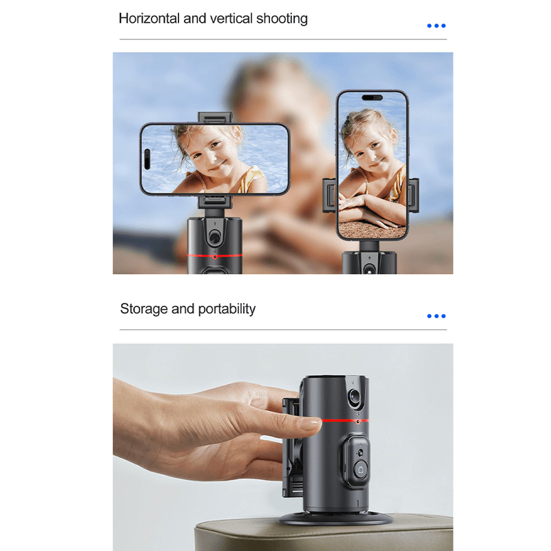 Live Streaming Phone Stand 360 Degree Auto Face Tracking Compact Desktop Base