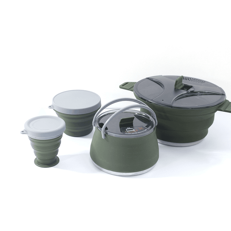 Outdoor Camping Foldable Pot, Silicone Hiking Cook Pot, Portable Picnic Cookware Set, Stainless Steel Camping Cookware