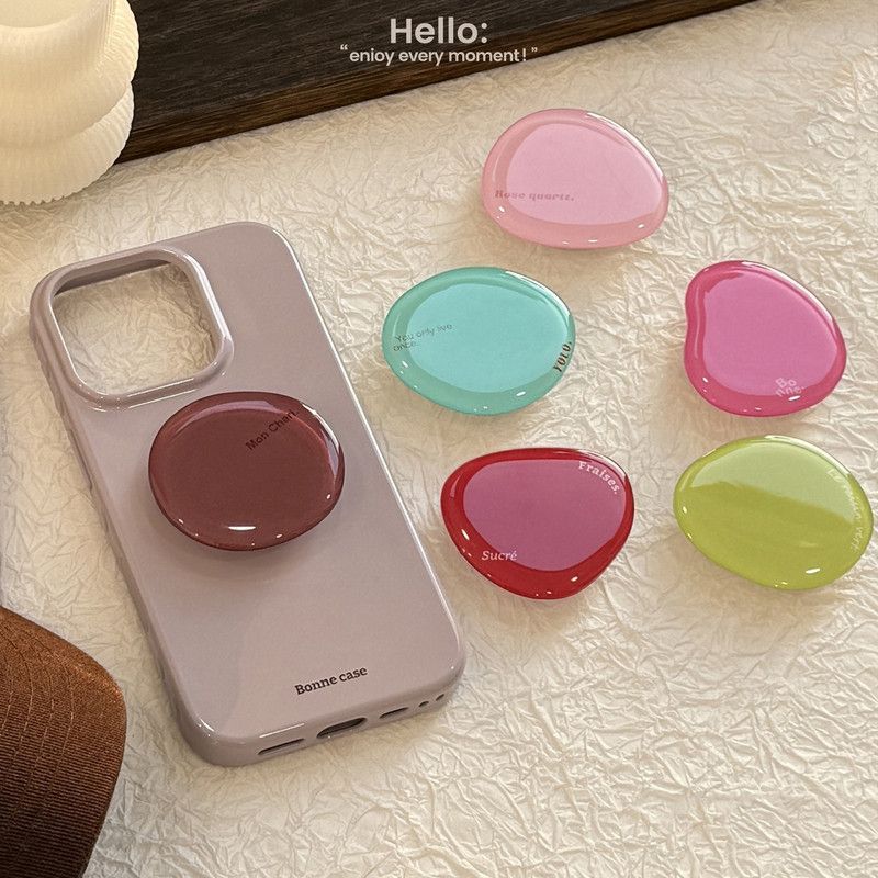 Simple Colorful Crystal Phone Grip Stand – Brown