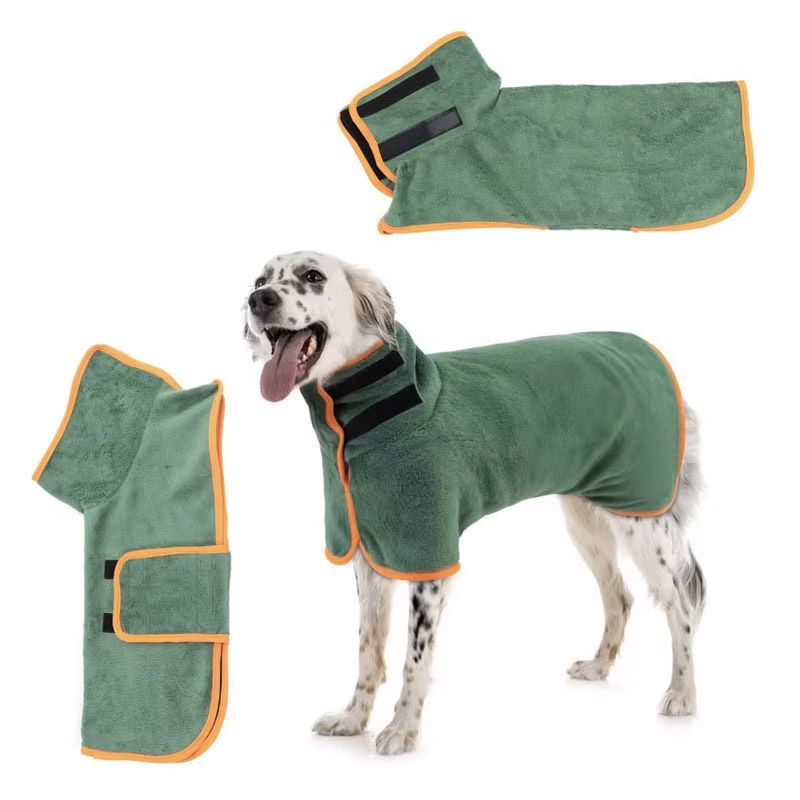 Quick Dry Dog Bathrobe Breathable Full Wrap for 14-26kg Dogs
