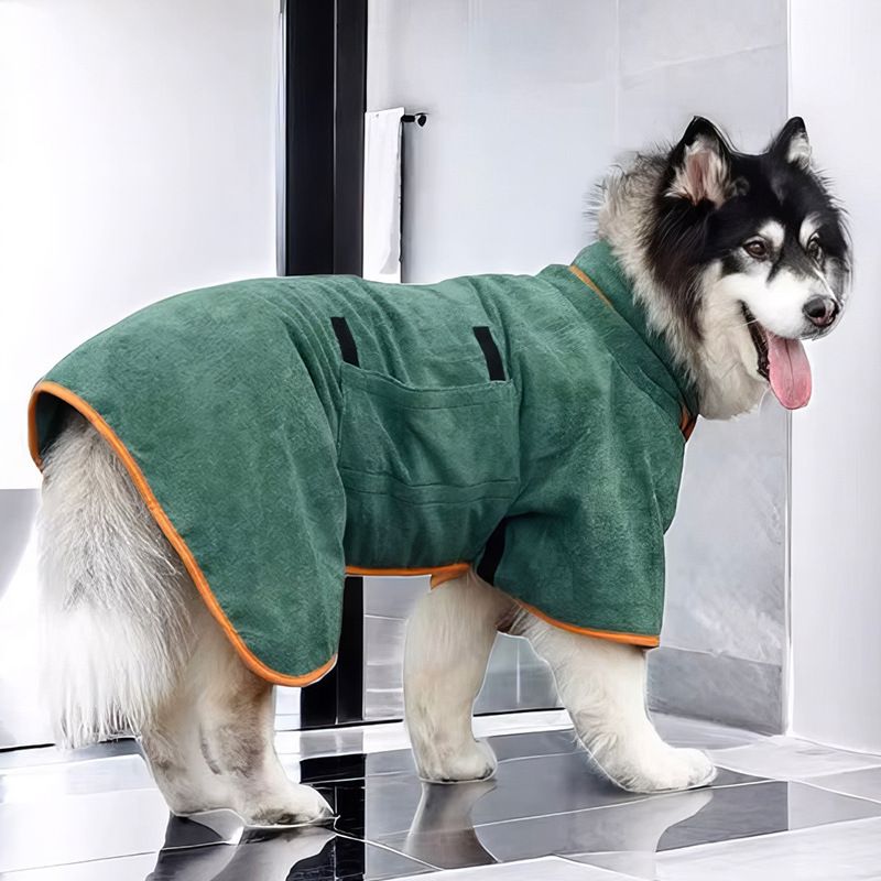 Quick Dry Dog Bathrobe Breathable Full Wrap for 14-26kg Dogs