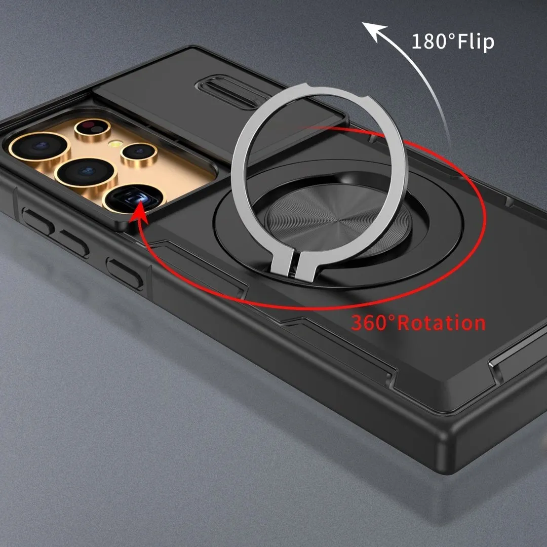 2-in-1 Magnetic Sliding Lens Case, Black for Samsung S25Ultra
