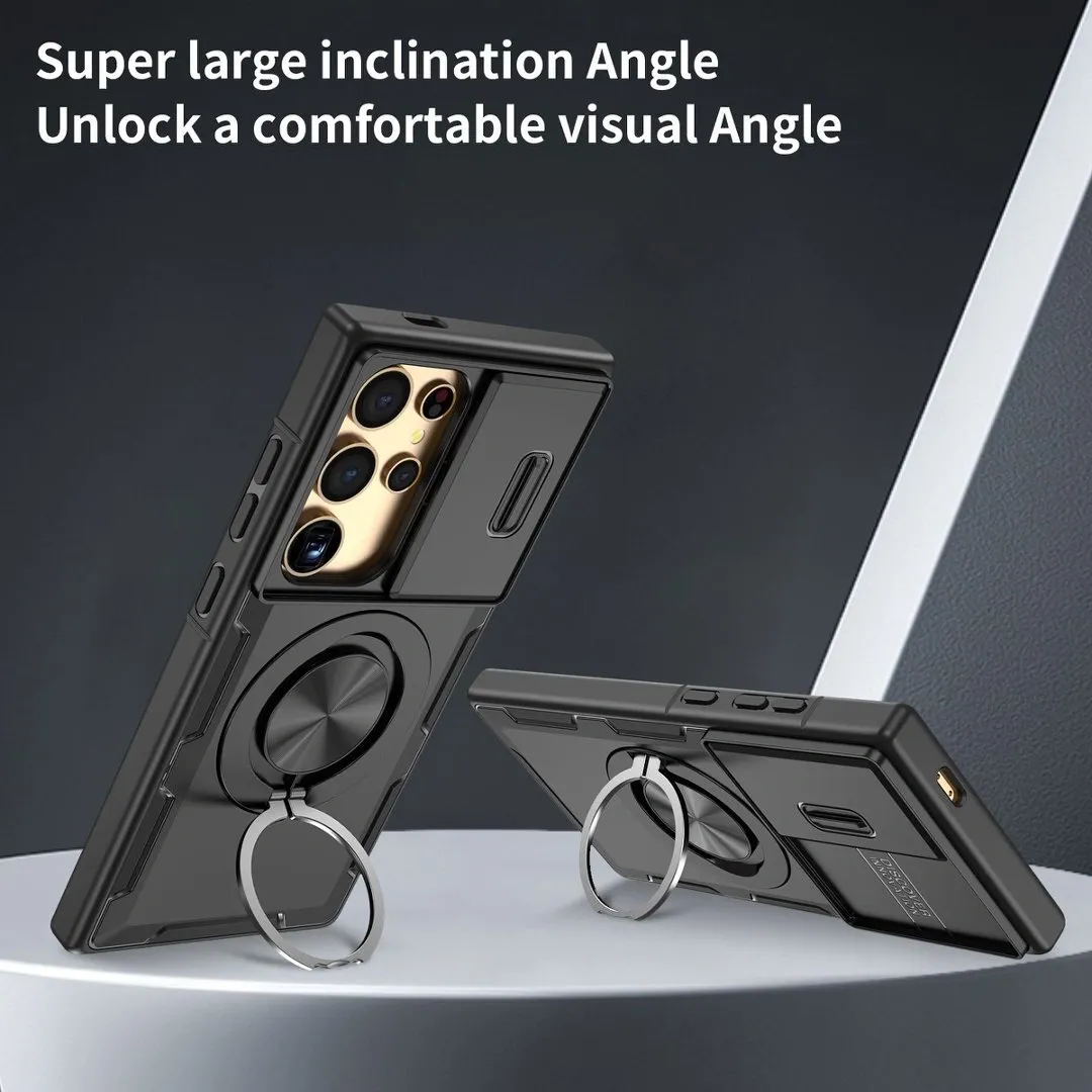 2-in-1 Magnetic Sliding Lens Case, Black for Samsung S25Ultra