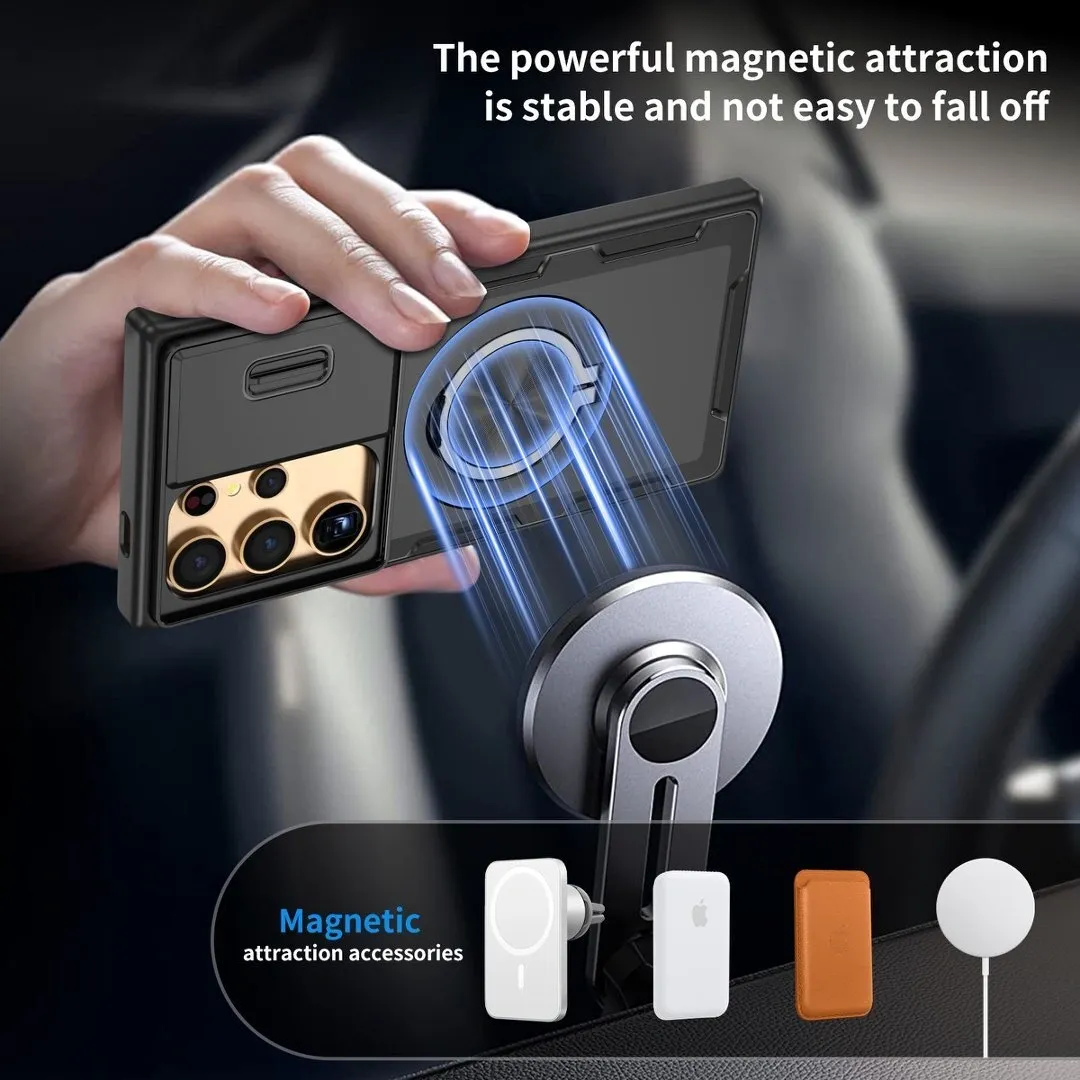 2-in-1 Magnetic Sliding Lens Case, Black for Samsung S25Ultra