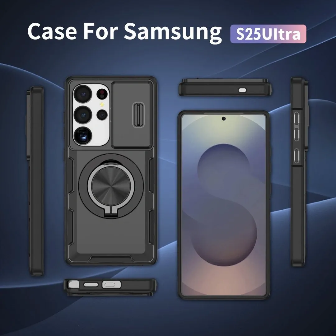 2-in-1 Magnetic Sliding Lens Case, Black for Samsung S25Ultra