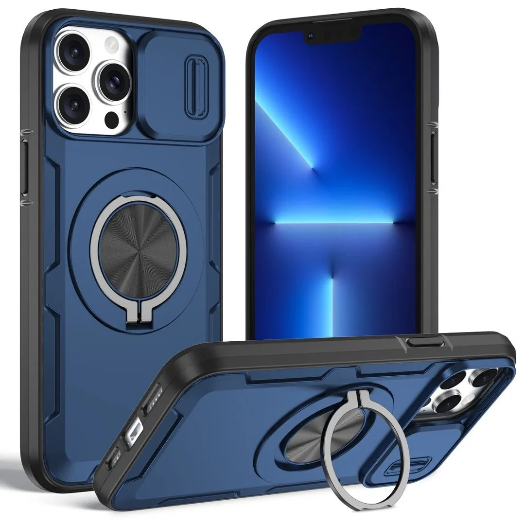 2-in-1 Magnetic Sliding Lens Case, Blue for iPhone 13 Pro