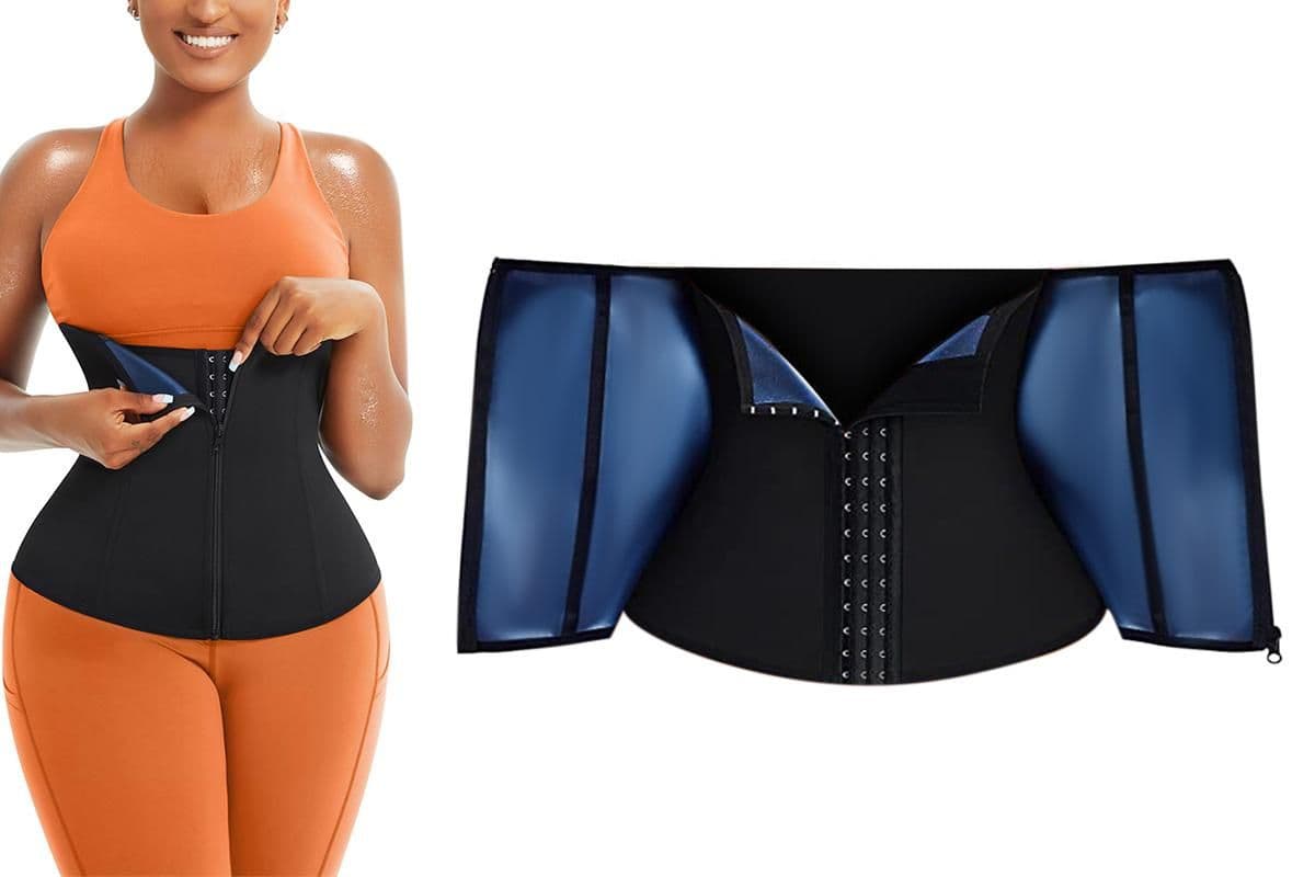 Waist Trainer Women's Workout Slimming Belt 3-Row Hook & Zip XXL Blue