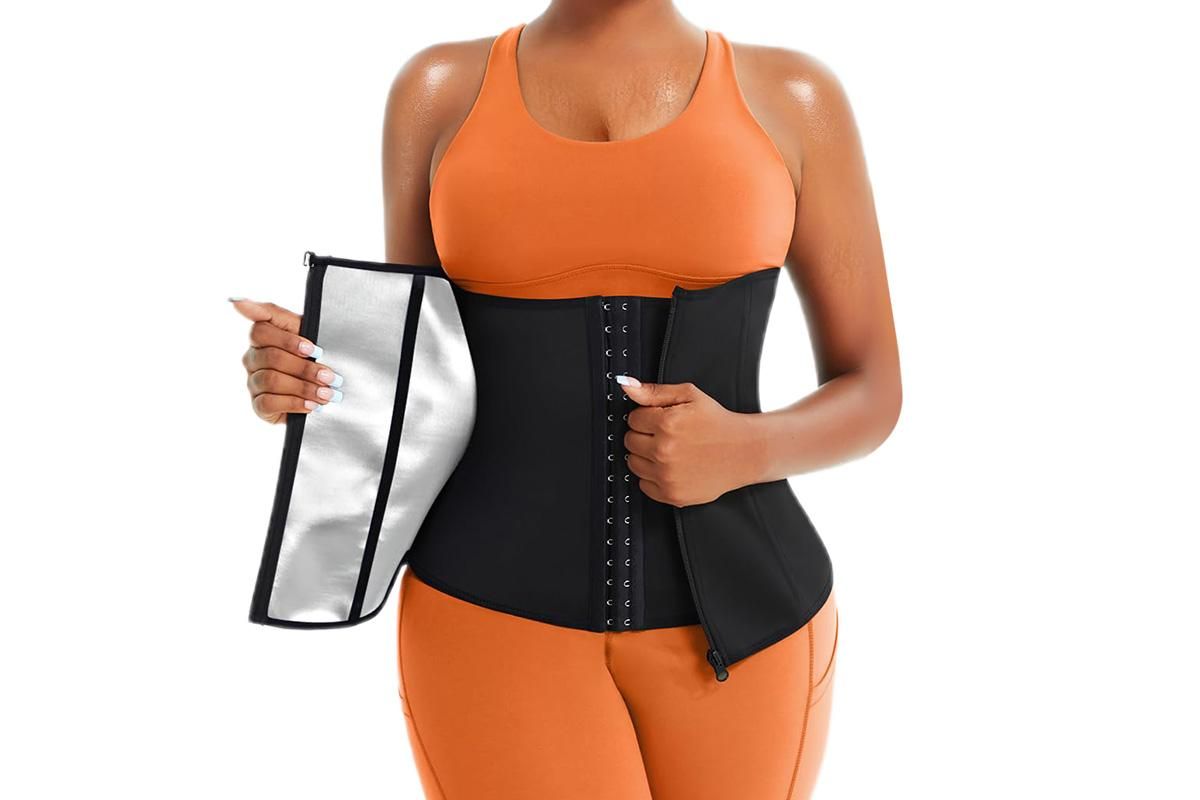 Women's Workout Waist Trainer - 3-Row Hook & Zip Slimming Belt for Yoga & Fitness - Silver & XXL