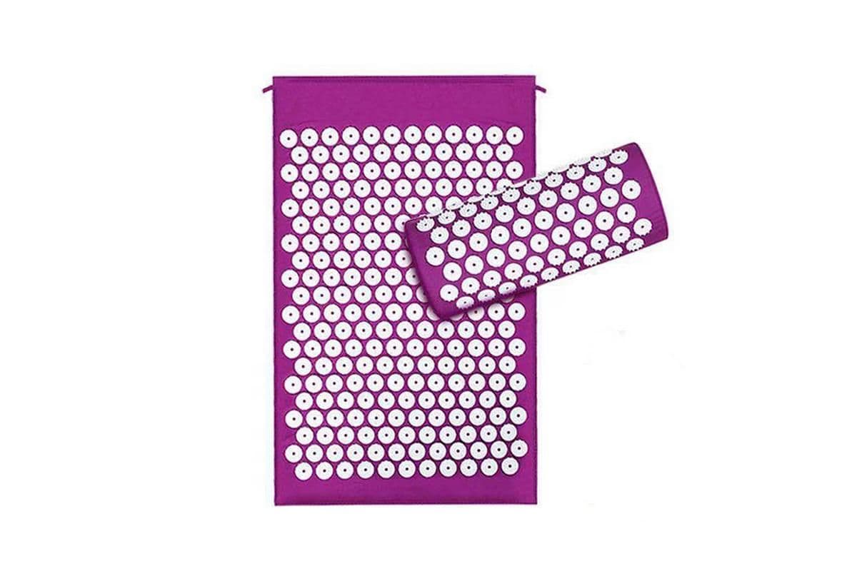 Acupressure Mat and Pillow Set for Stress Relief and Muscle Relaxation 66 x 40 cm Purple