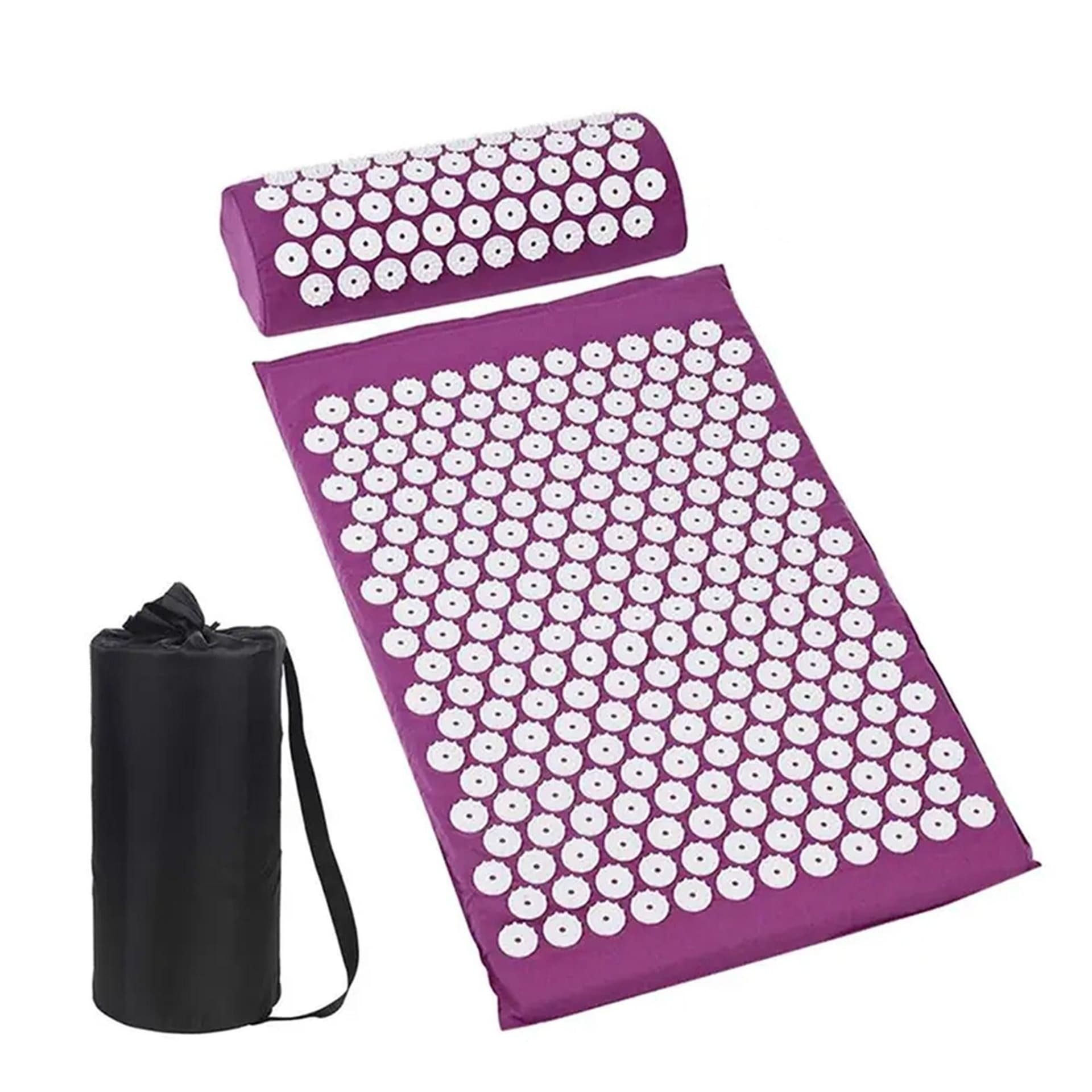 Acupressure Mat and Pillow Set for Stress Relief and Muscle Relaxation 66 x 40 cm Purple