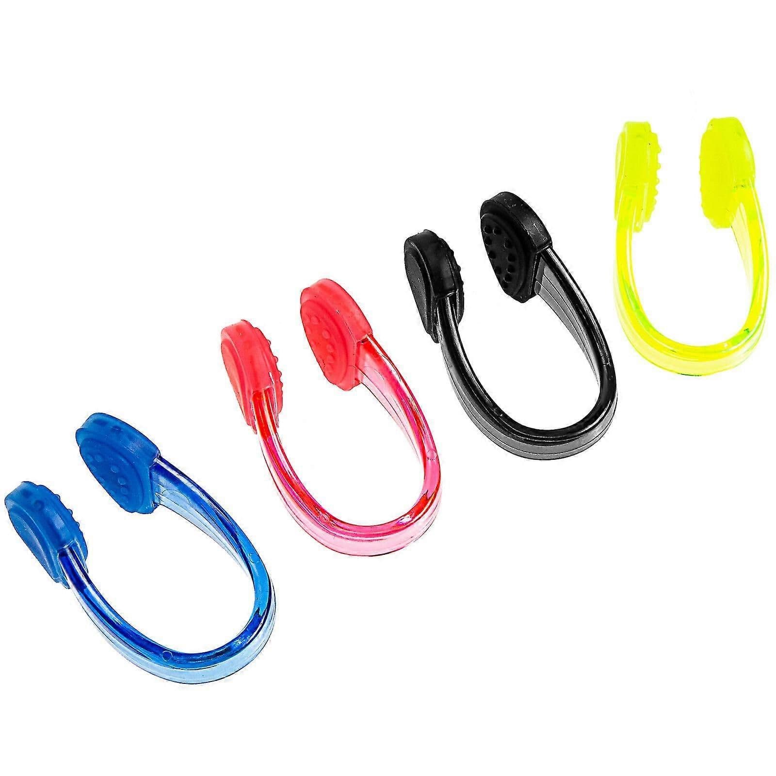 Nose Clips 4 Pcs Ergonomic Silicone Swimming Nose Clip Comfortable Fit Yellow Blue Black Rose Red