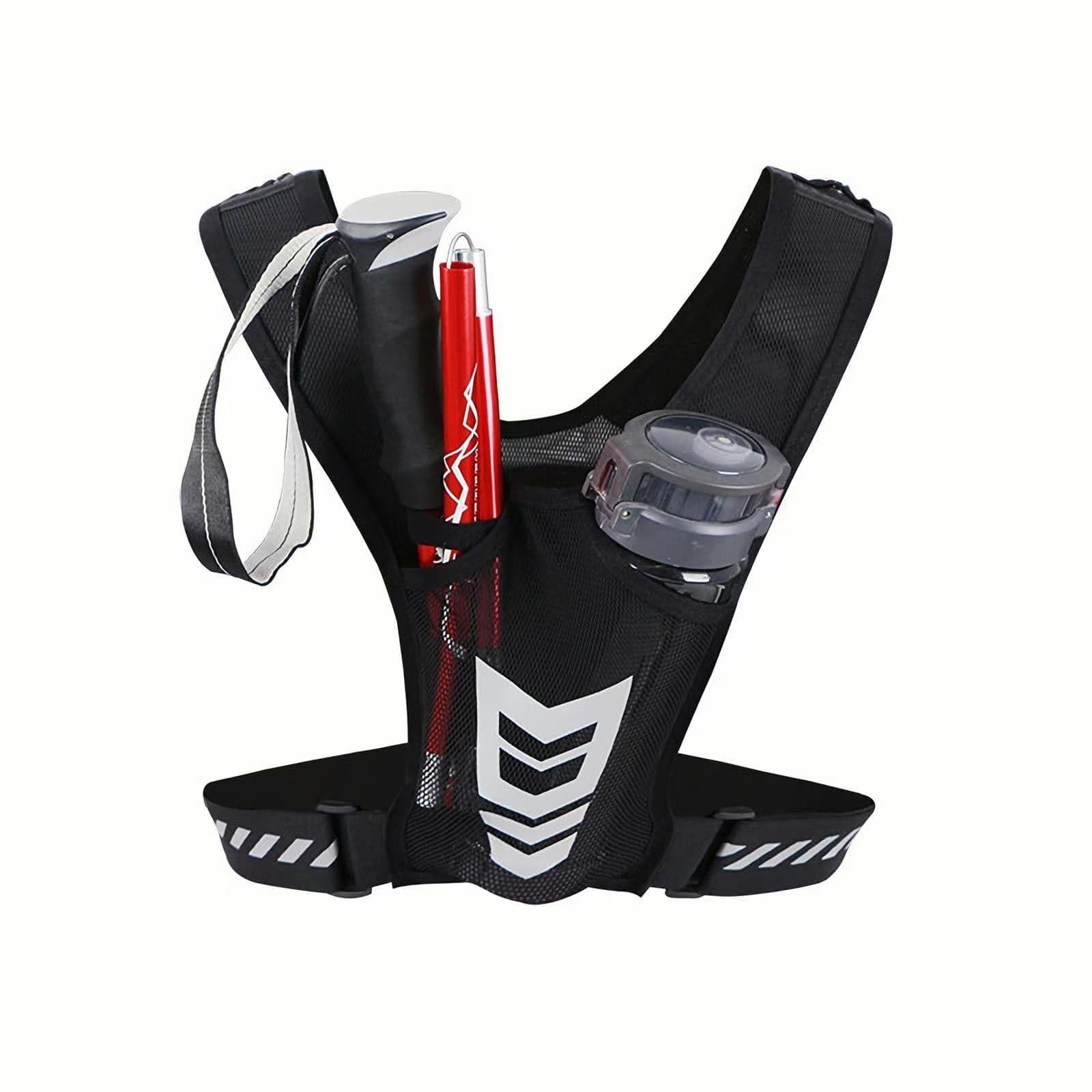 Reflective Running Vest One Size Mesh Lightweight Adjustable Breathable with Phone Pocket 1pc