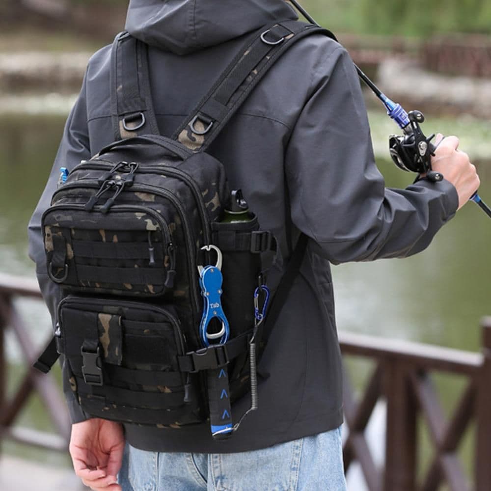 Tactical Backpack Durable Large Day Backpack for Men Black 24.5x19x39cm