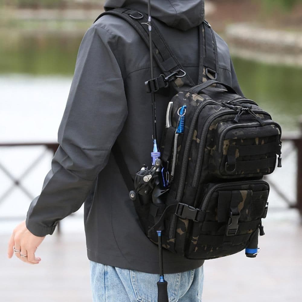 Tactical Backpack Durable Large Day Backpack for Men Black 24.5x19x39cm
