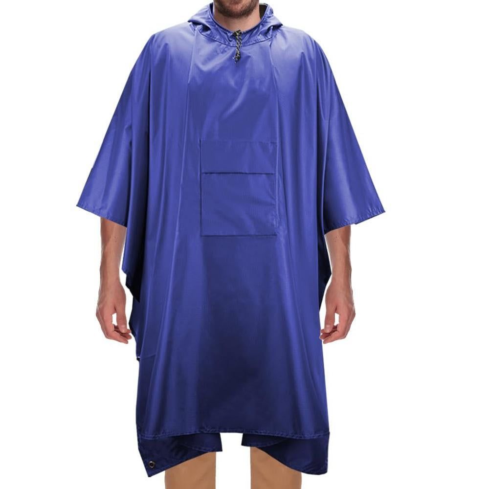 3 in 1 Portable Rain Poncho Waterproof Lightweight Emergency Raincoat with Pocket - Blue