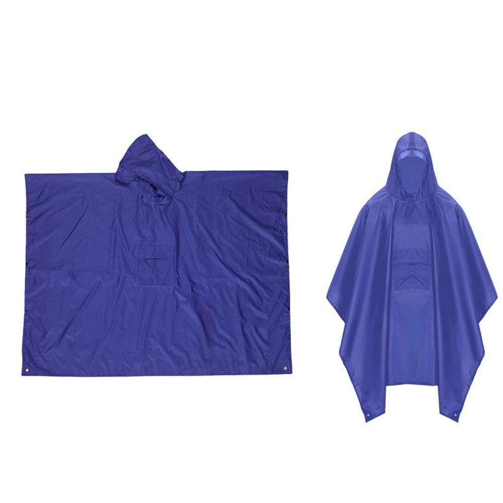 3 in 1 Portable Rain Poncho Waterproof Lightweight Emergency Raincoat with Pocket - Blue