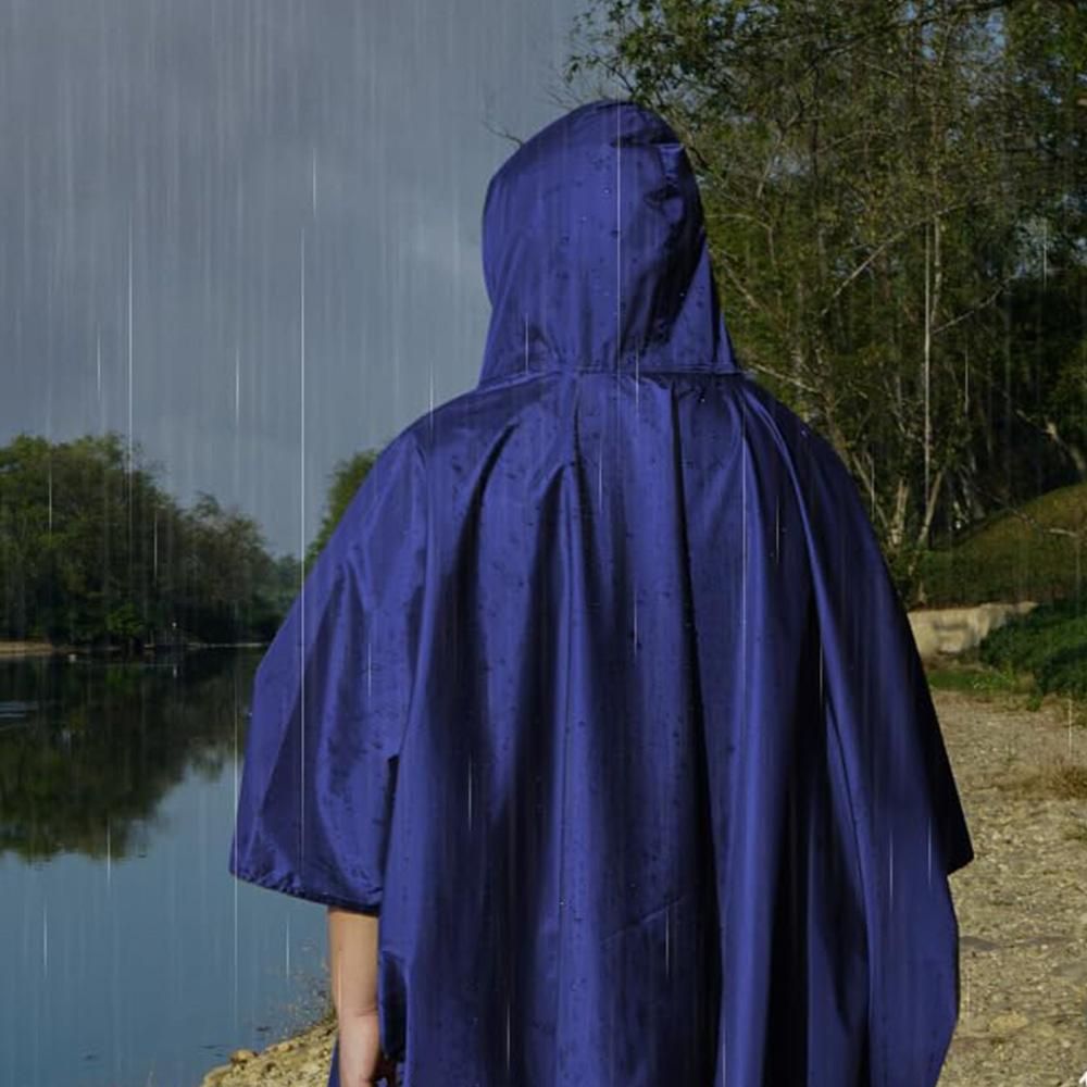 3 in 1 Portable Rain Poncho Waterproof Lightweight Emergency Raincoat with Pocket - Blue
