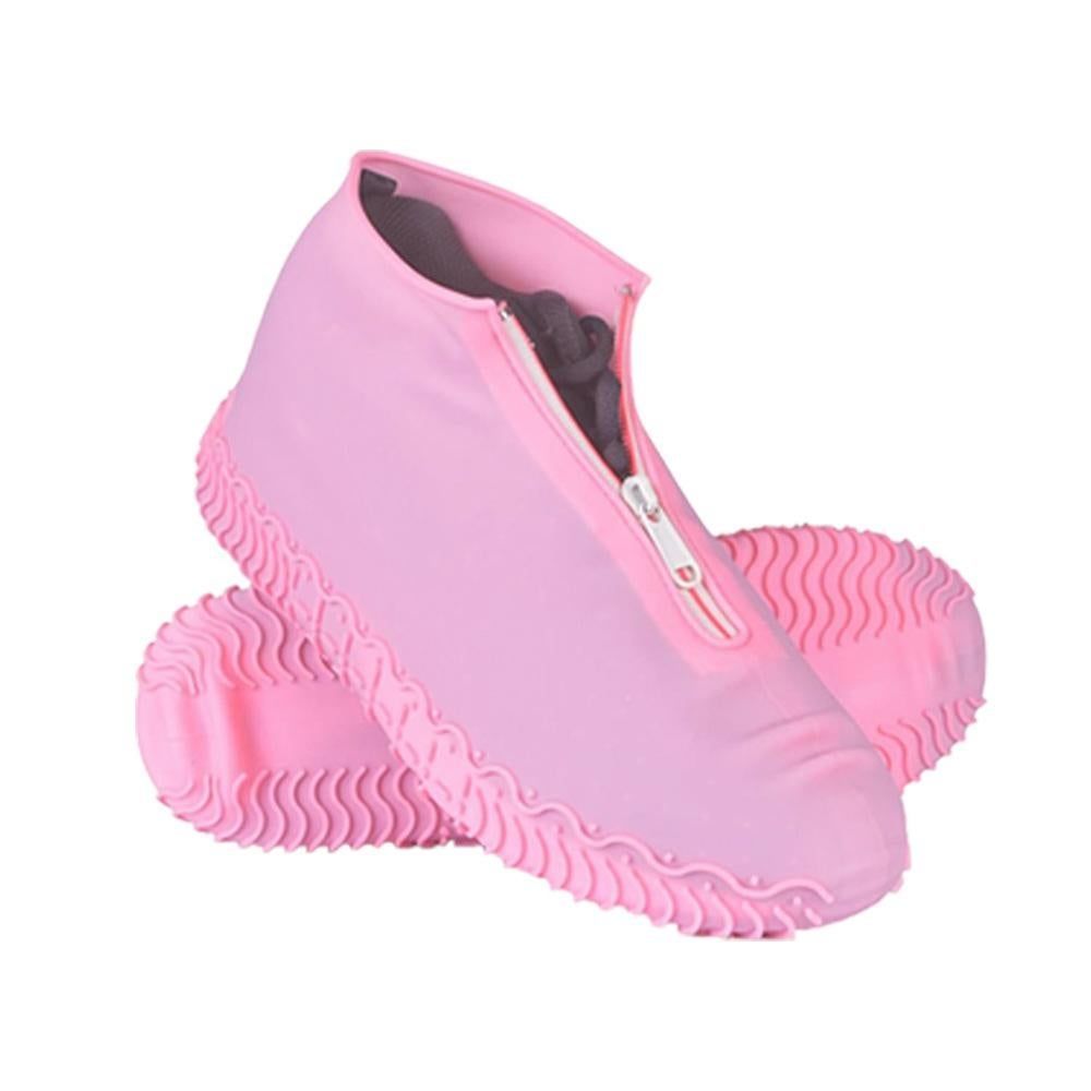 Waterproof Silicone Shoe Covers Reusable Overshoes - Pink - M