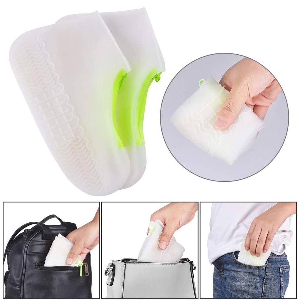 Waterproof Silicone Shoe Covers Reusable Overshoes - Light Gray - L