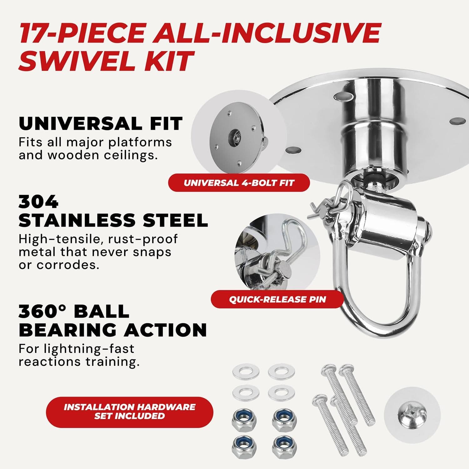 3PCS Heavy Duty Speed Bag Mount Hardware Set Quick Release Pin Silver