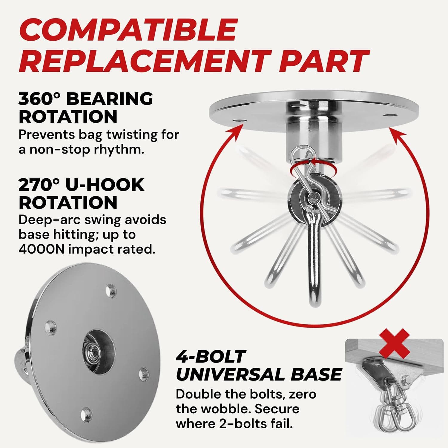 3PCS Heavy Duty Speed Bag Mount Hardware Set Quick Release Pin Silver