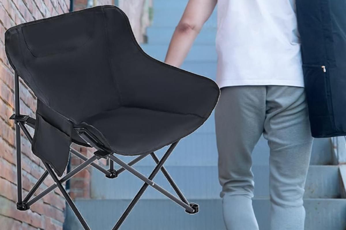 Compact Folding Chair Portable Camping Chair for Outdoor Activities - Black