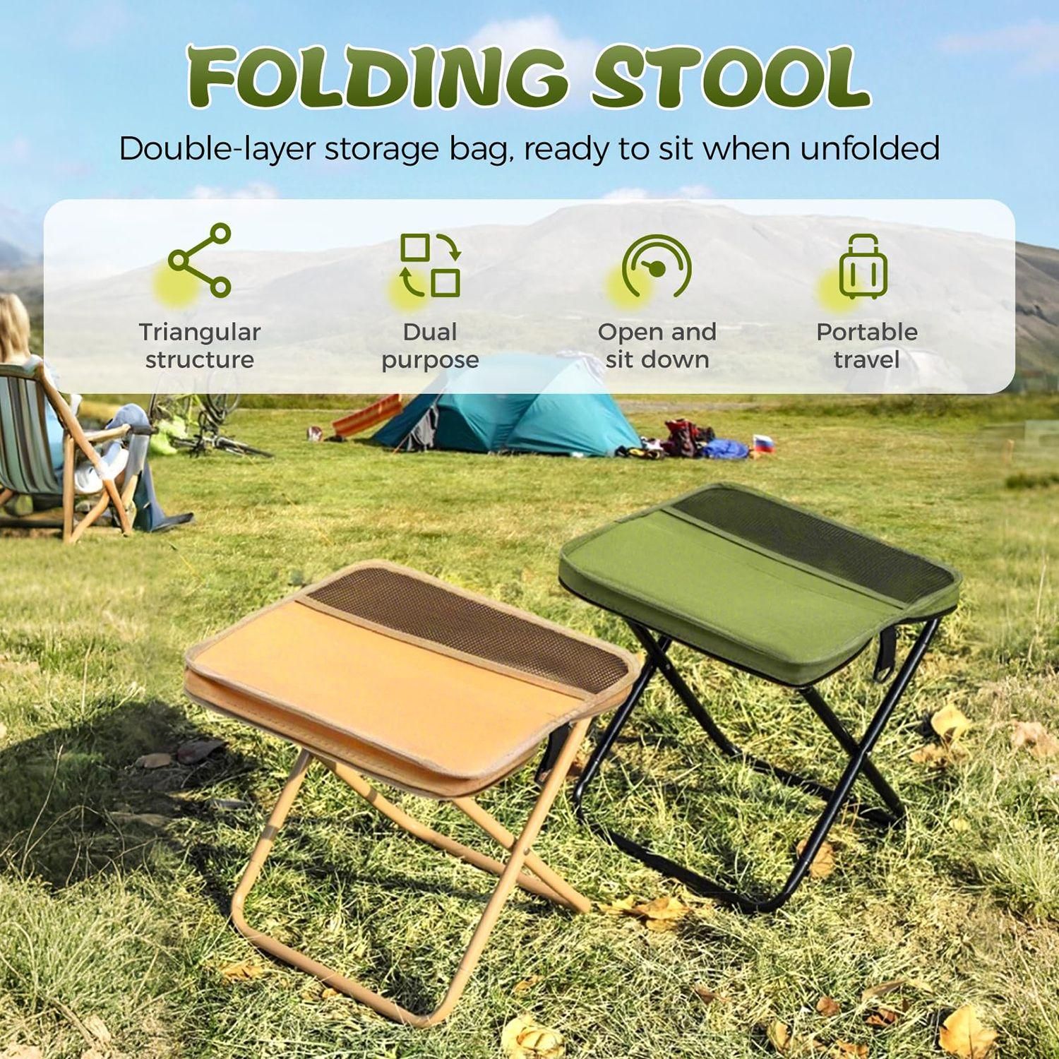 Portable Folding Stool for Hiking Camping and Fishing - Army Green L