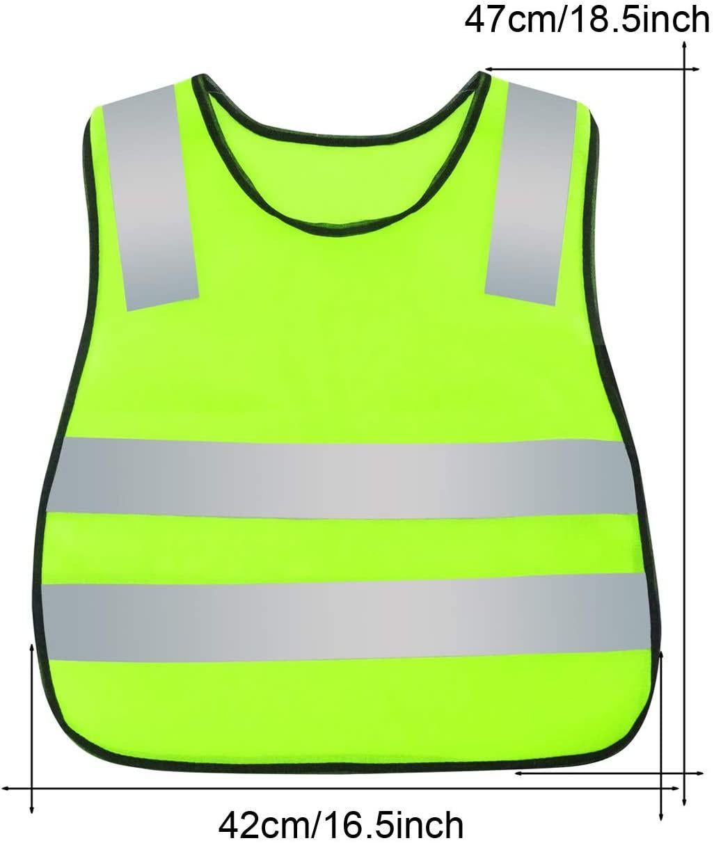Kids Safety Vest Reflective High Visibility Vest Breathable Traffic Vest Costume Construction Vest Elastic Strap Safety Vest Neon Yellow Purpose for Running Cycling Jogging 5PCS - Yellow