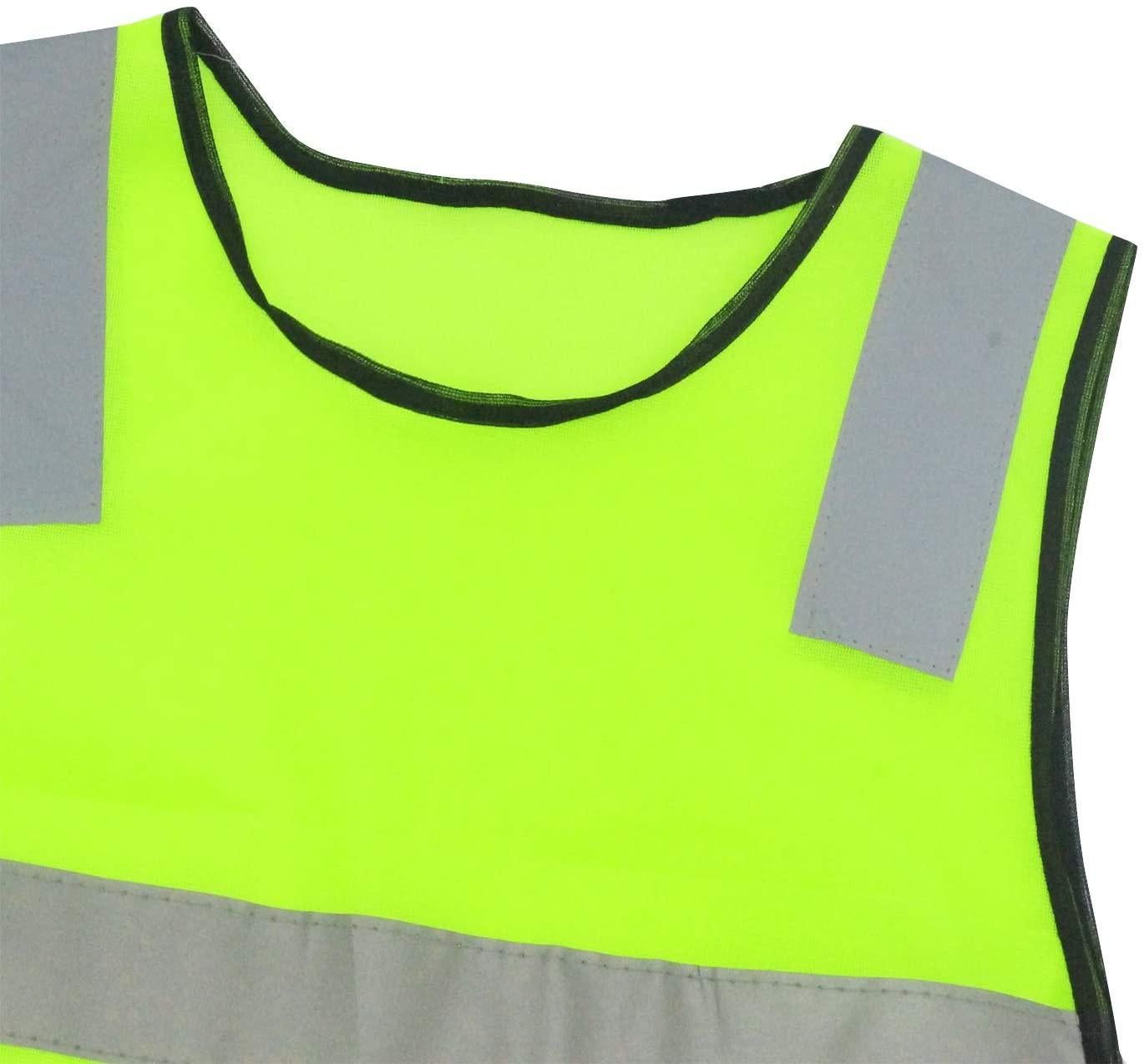 Kids Safety Vest Reflective High Visibility Vest Breathable Traffic Vest Costume Construction Vest Elastic Strap Safety Vest Neon Yellow Purpose for Running Cycling Jogging 5PCS - Yellow