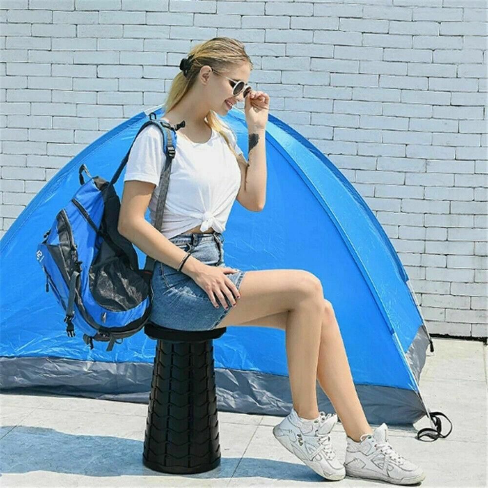 Camping Fishing Hunting Outdoor Chair Portable Folding Stool - Black