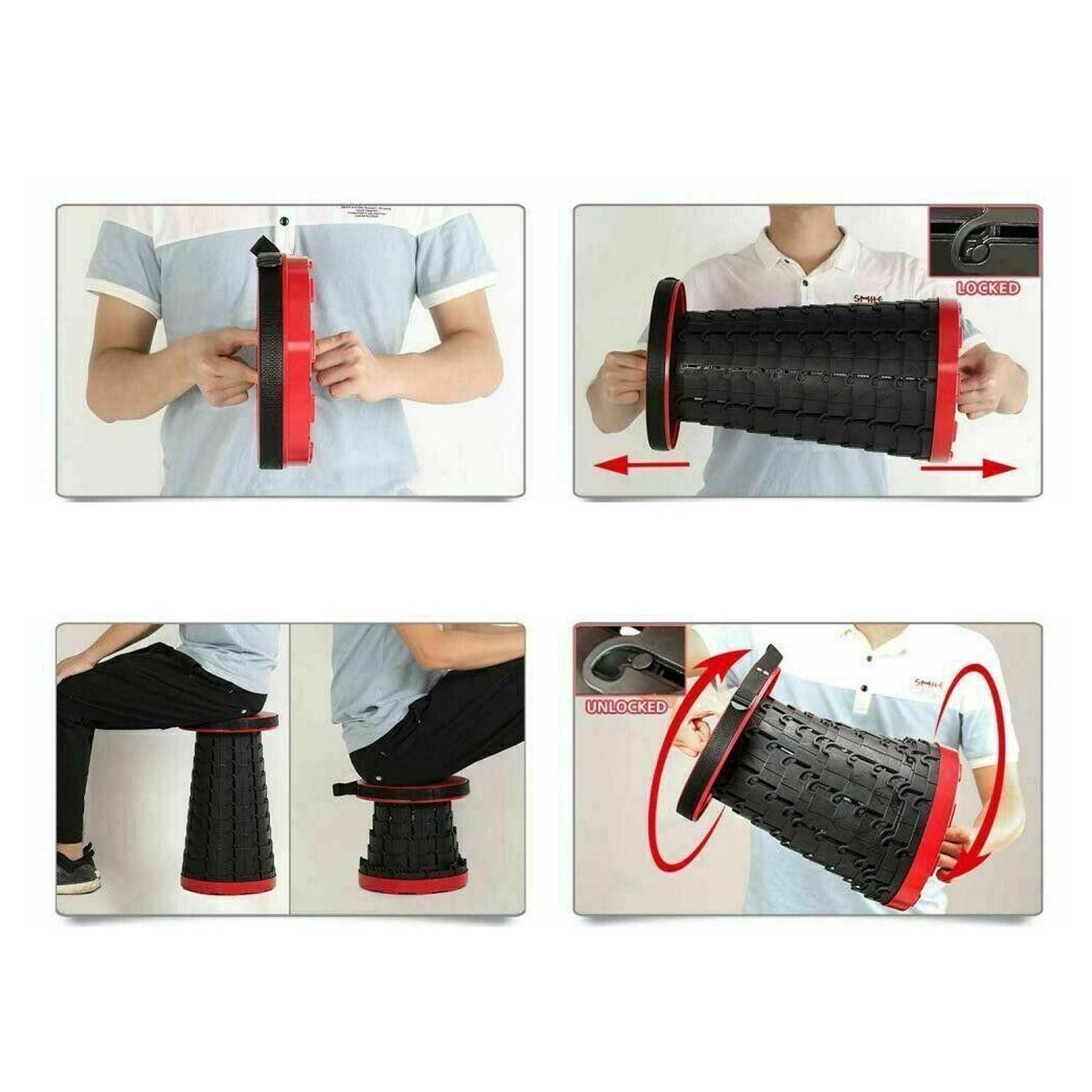 Camping Fishing Hunting Outdoor Chair Portable Folding Stool - Black