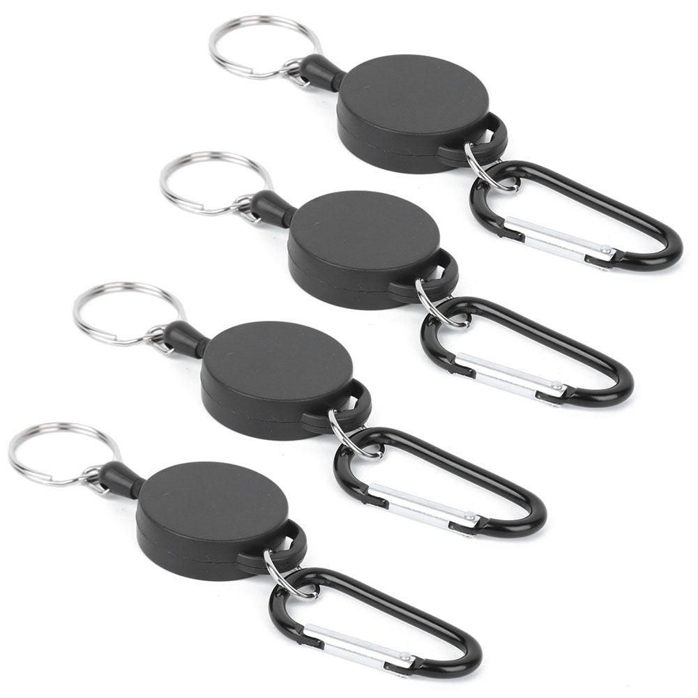 4pcs Telescopic Keychain Anti Theft Creative Retractable Key Ring Nylon Rope